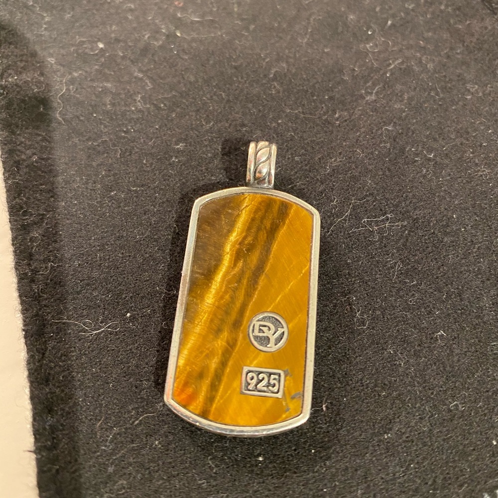 David Yurman tiger eye tag in silver
